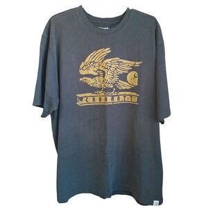 Carhartt SS Tee Mens XL Loose Fit Eagle Steel Beam Construction Black Yellow EUC